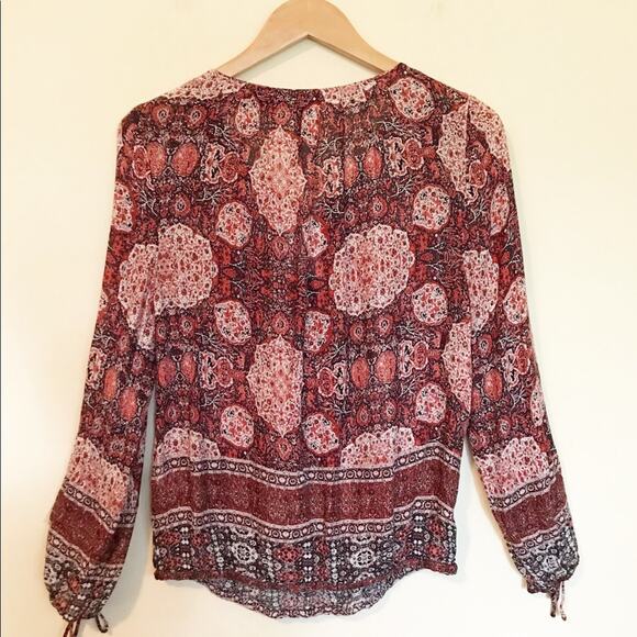 Lucky Brand Boho Moroccan Western Tapestry Peasant Top Pink Medallion S new nwt - Picture 6 of 11